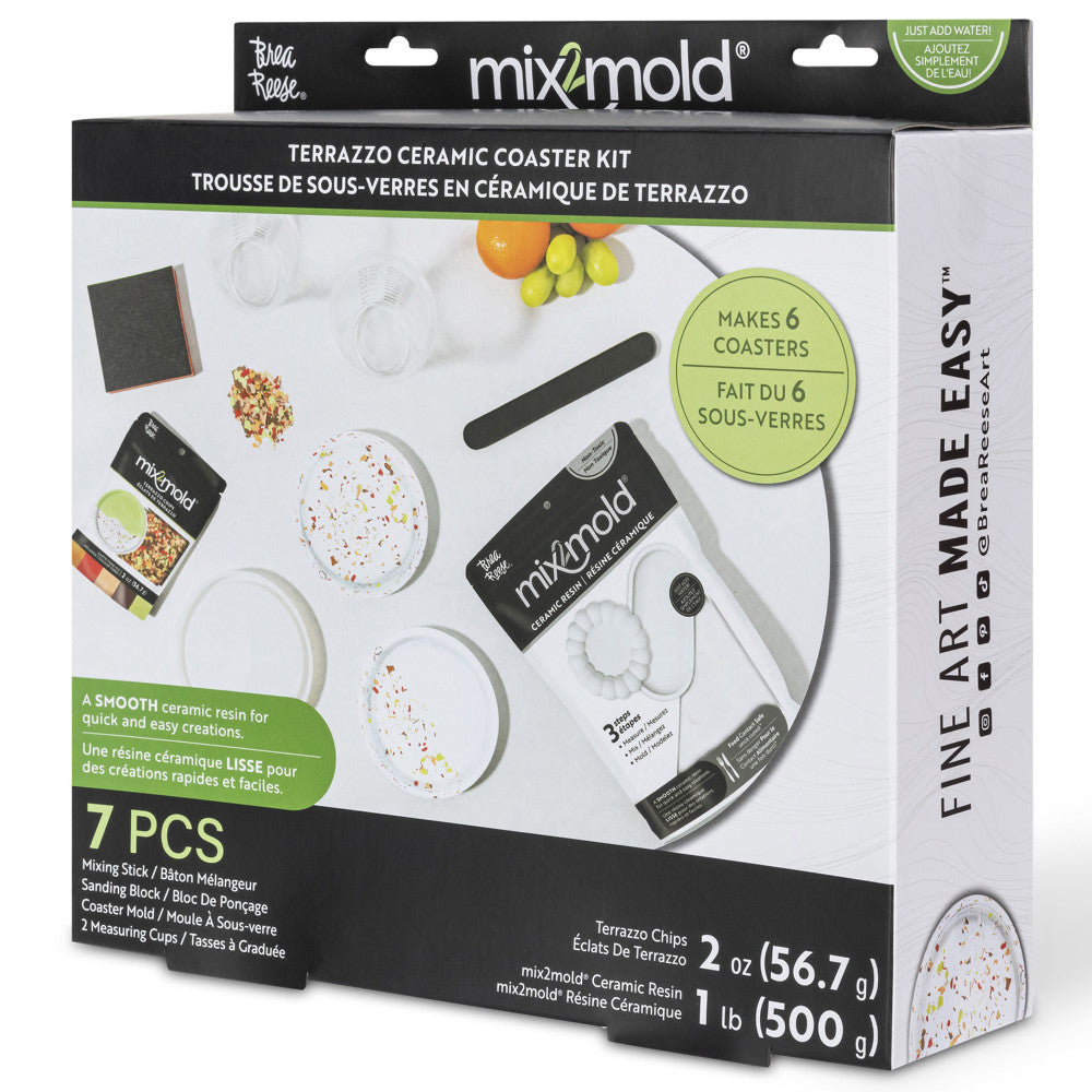 Brea Reese Mix2Mold Terrazzo Ceramic Coaster Kit - DIY  6 Coasters