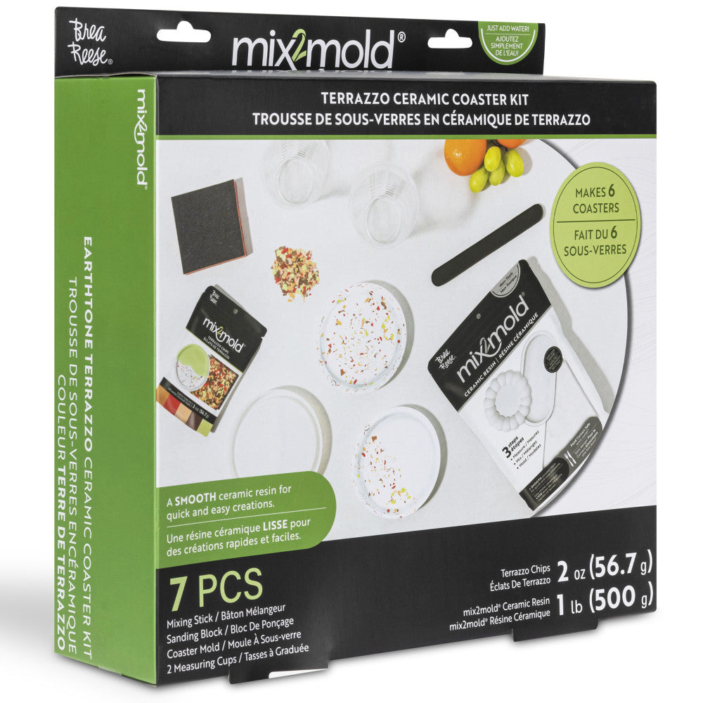 Brea Reese Mix2Mold Terrazzo Ceramic Coaster Kit - DIY  6 Coasters