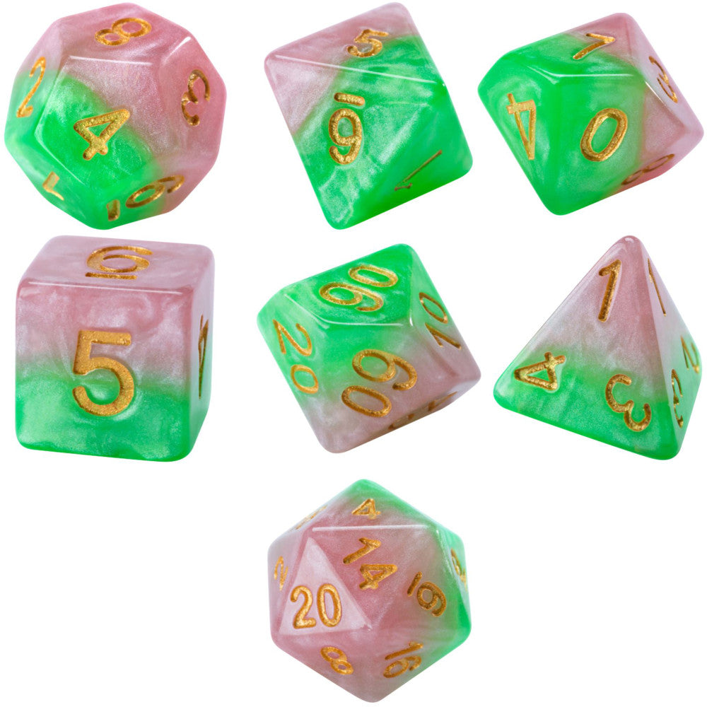 Gate Keeper Games and Dice: Halfsies Dice: Rose Dice - 7pc Set