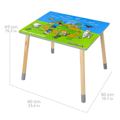 Minecraft: Seating Group Set - Table & 2 Chairs - Green & Blue, Kids Wooden Minecraft Set