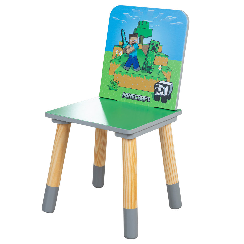 Minecraft: Seating Group Set - Table & 2 Chairs - Green & Blue, Kids Wooden Minecraft Set