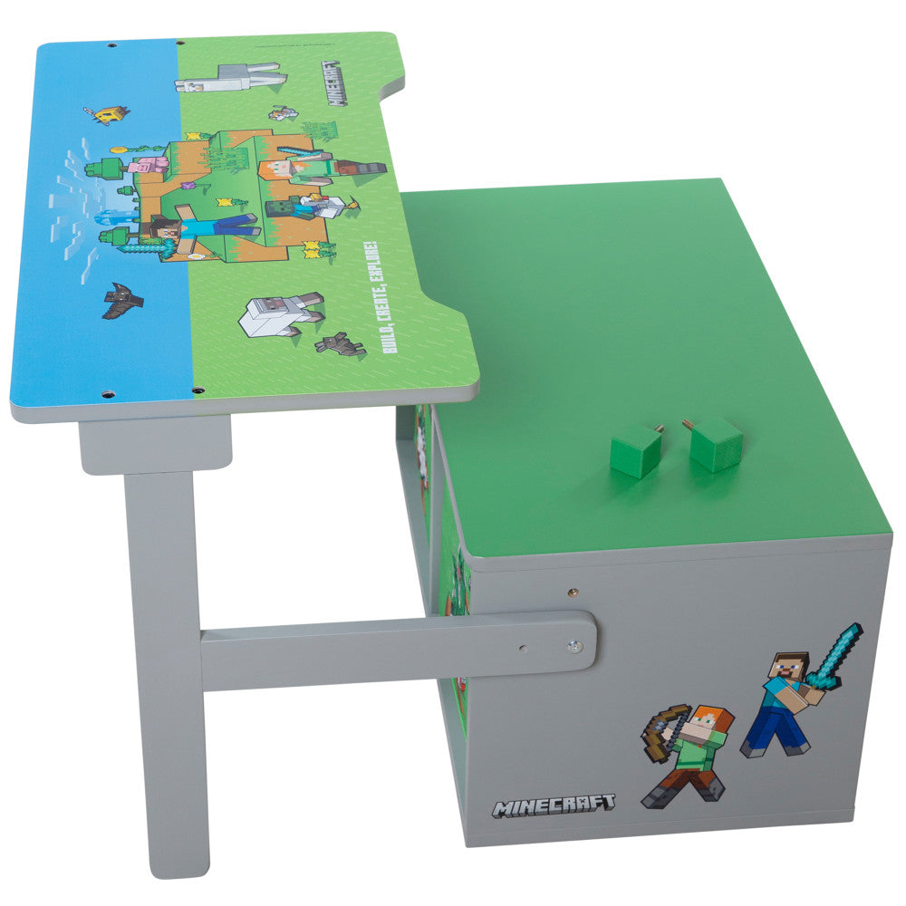 Minecraft: 2-In-1: Bench & Table - Wooden Chair Coverts From Seating To Play Desk