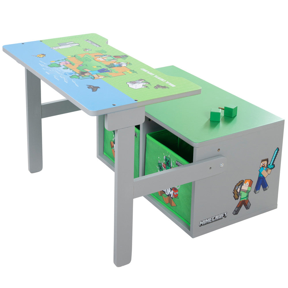 Minecraft: 2-In-1: Bench & Table - Wooden Chair Coverts From Seating To Play Desk