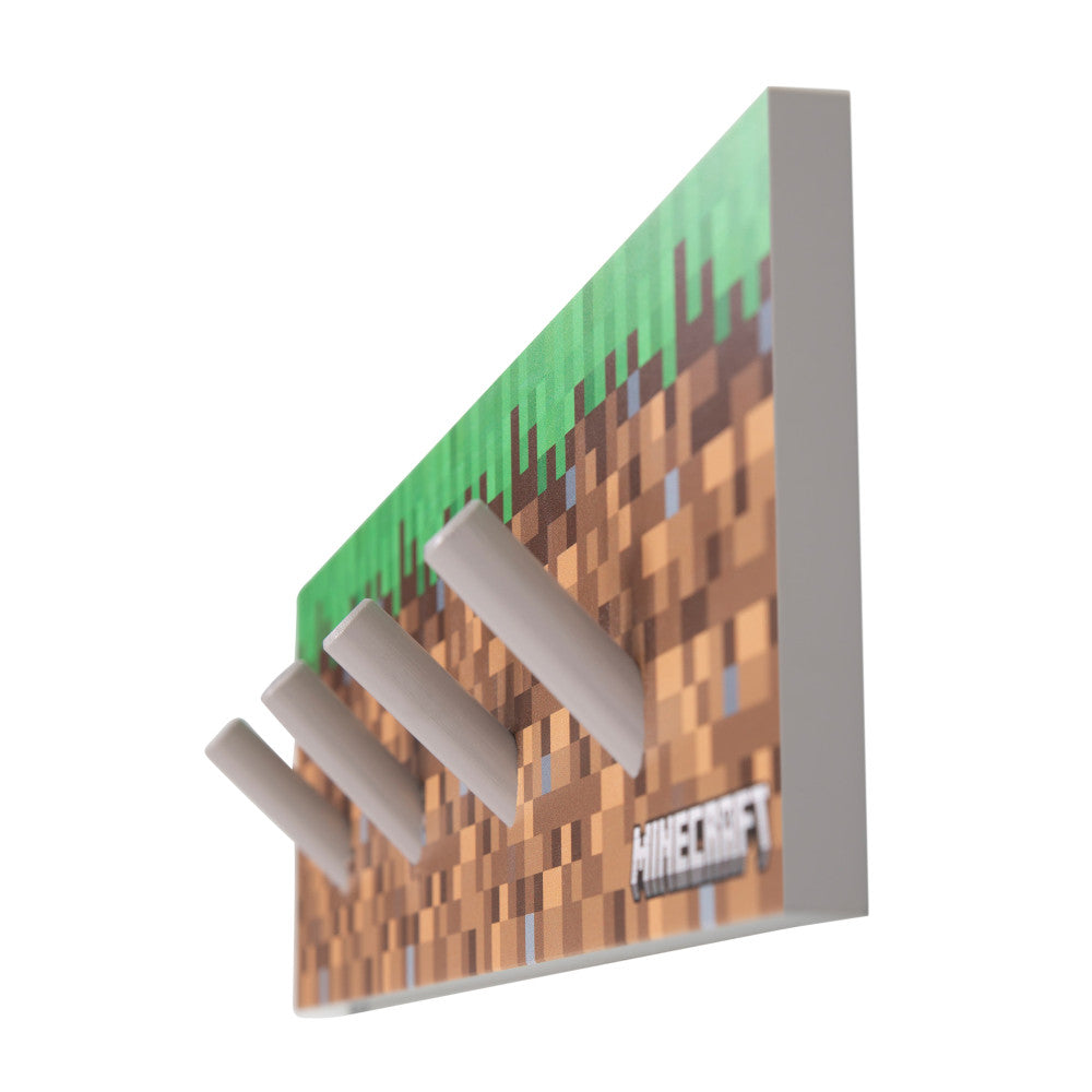 Minecraft: Coat Rack - Wooden, Wall Mounting, 4 Peg Hooks, Bag & Accessory Hanging