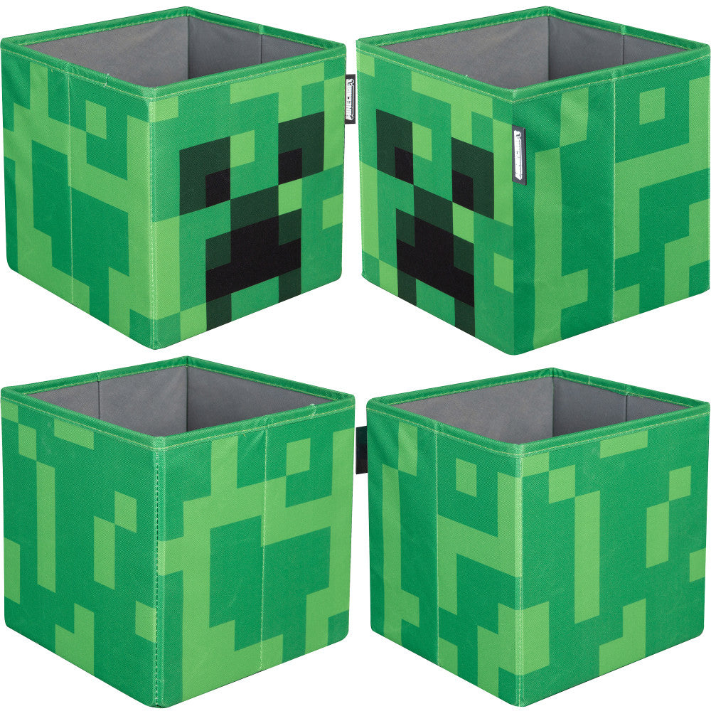 Minecraft: Fabric Storage Boxes: 2pc - Creeper & Crafting Table - 10" Collapsible Cubes