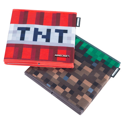 Minecraft: Fabric Storage Boxes: 2pc - TNT & Grass Block - 10" Collapsible Square Cubes