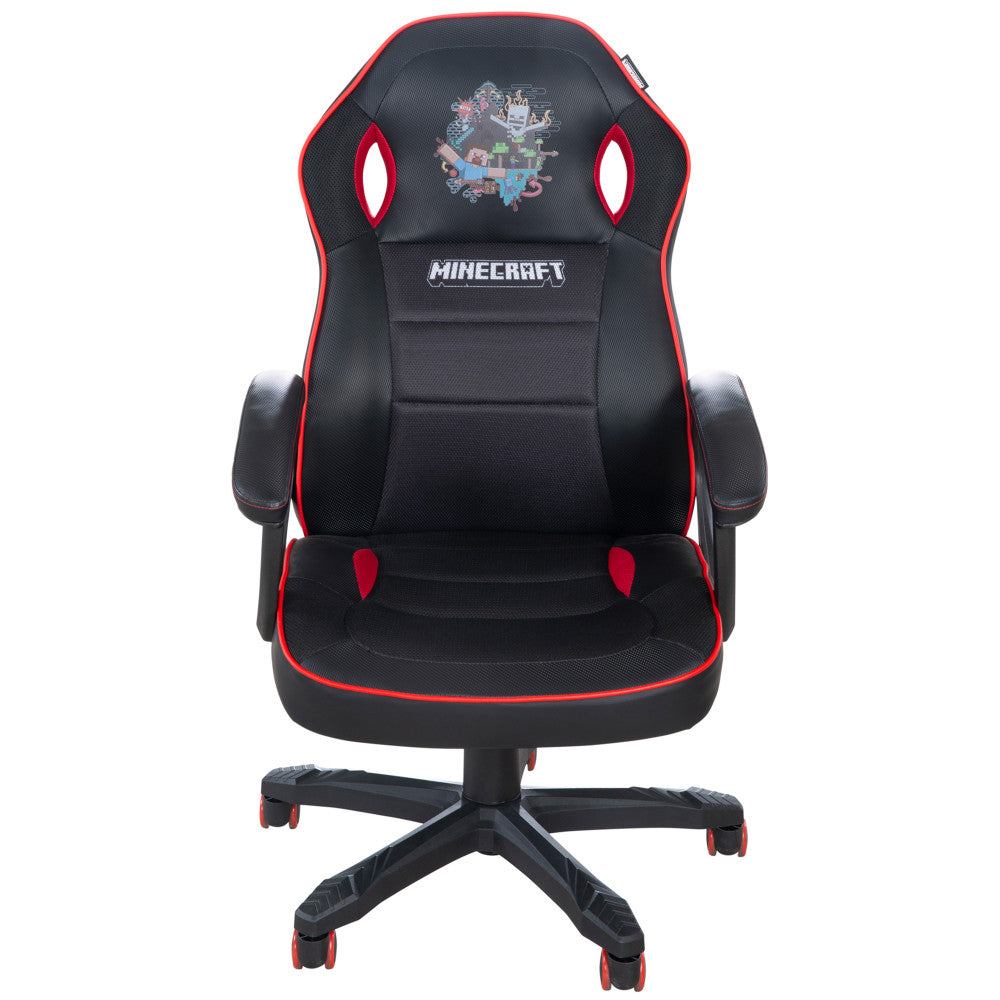 Minecraft: Gaming Chair - Black-Red - 24 x 26", Adult Computer & Desk Chair