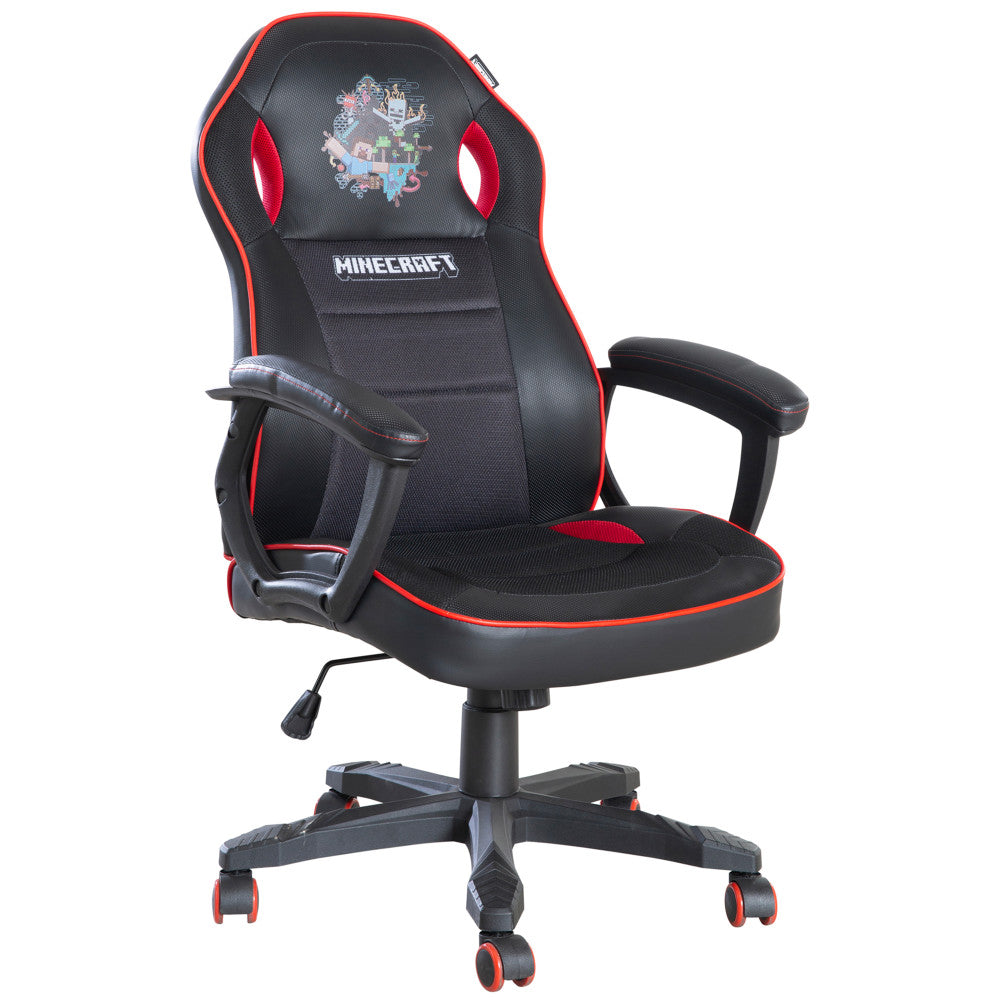 Minecraft: Gaming Chair - Black-Red - 24 x 26", Adult Computer & Desk Chair