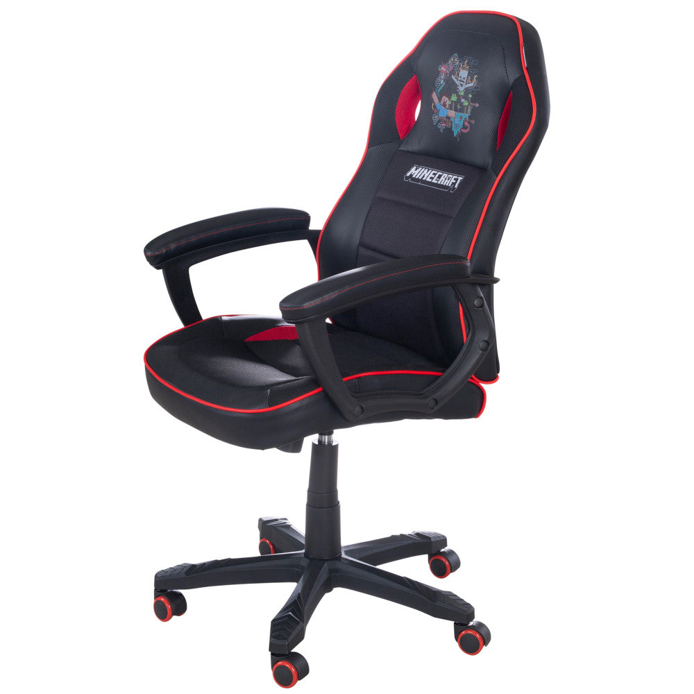 Minecraft: Gaming Chair - Black-Red - 24 x 26", Adult Computer & Desk Chair