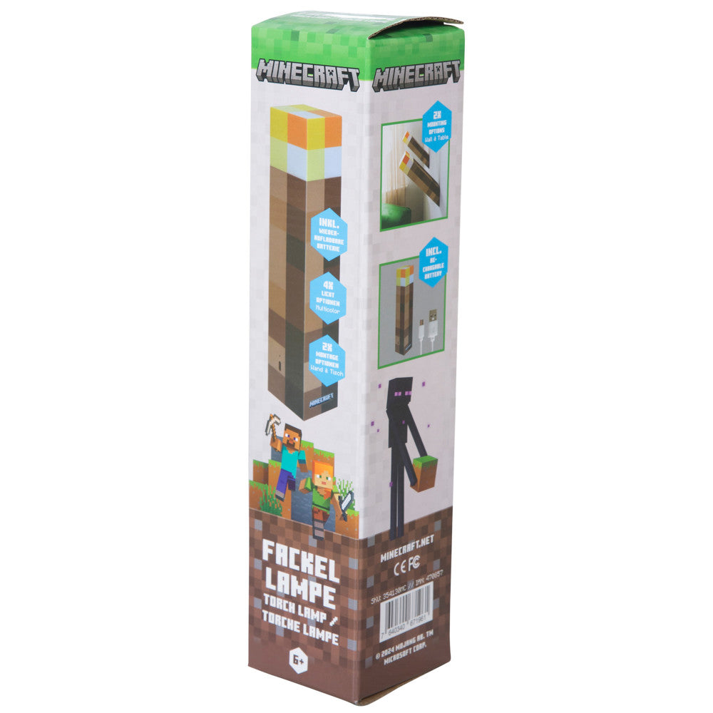 Minecraft: LED Torch - 11" Brownstone Pixels Torch Replica, 4 Light Options