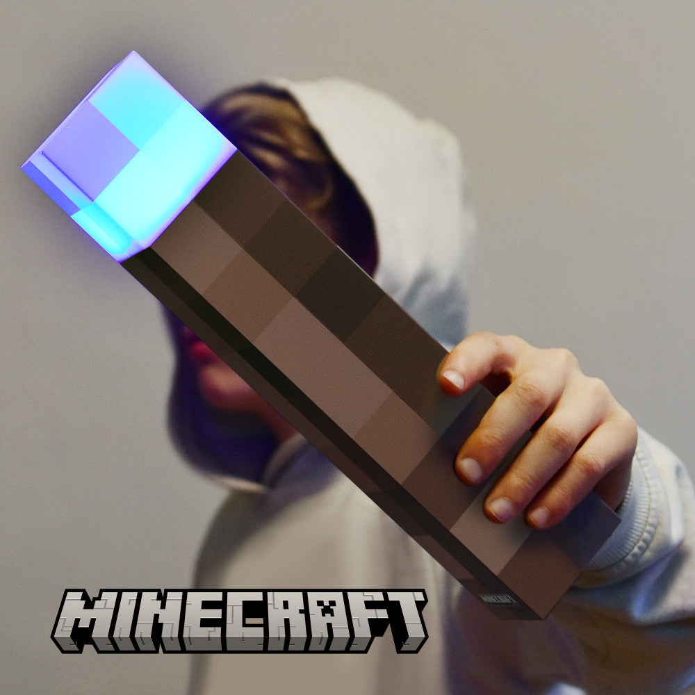 Minecraft: LED Torch - 11" Brownstone Pixels Torch Replica, 4 Light Options