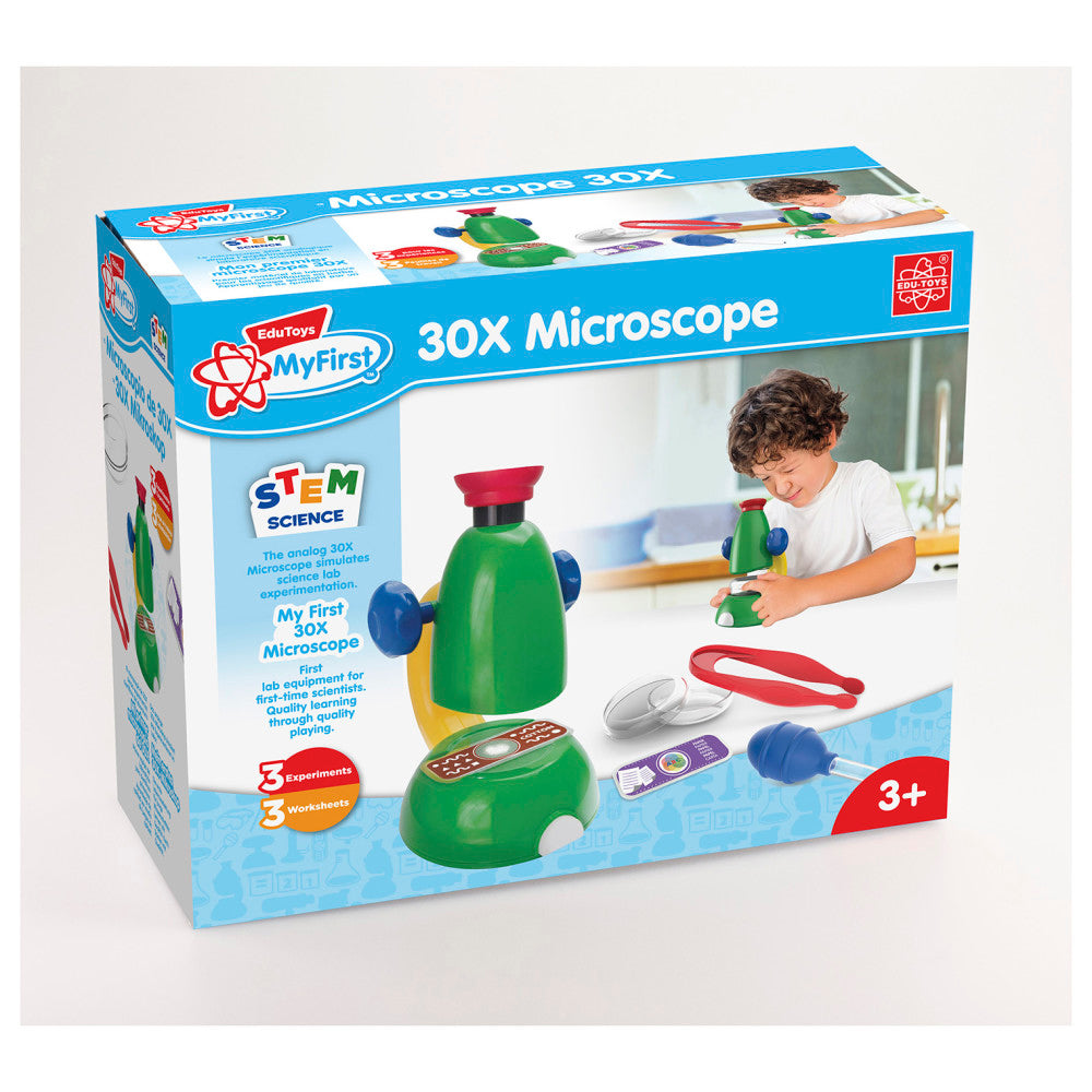 Edu Toys My First 30X Microscope Science Learning Set - Colorful Early Learning Tool