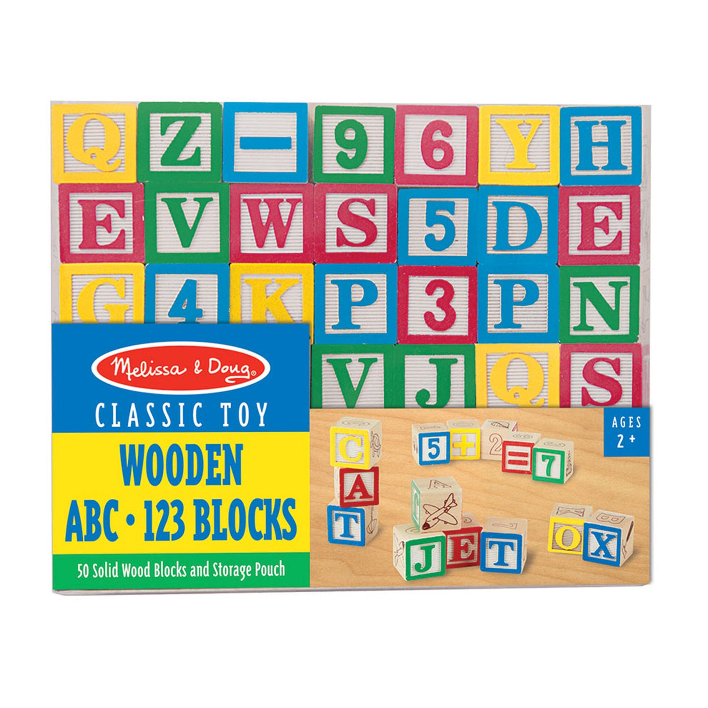 Melissa & Doug Wooden ABC/123 Block Set - 50 Piece Educational Toy