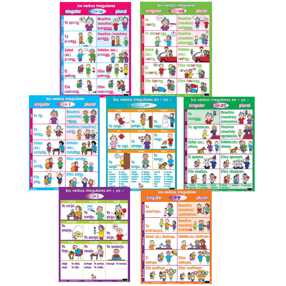 Poster Pals Spanish Irregular Verbs Teaching Set - 7 Educational Posters