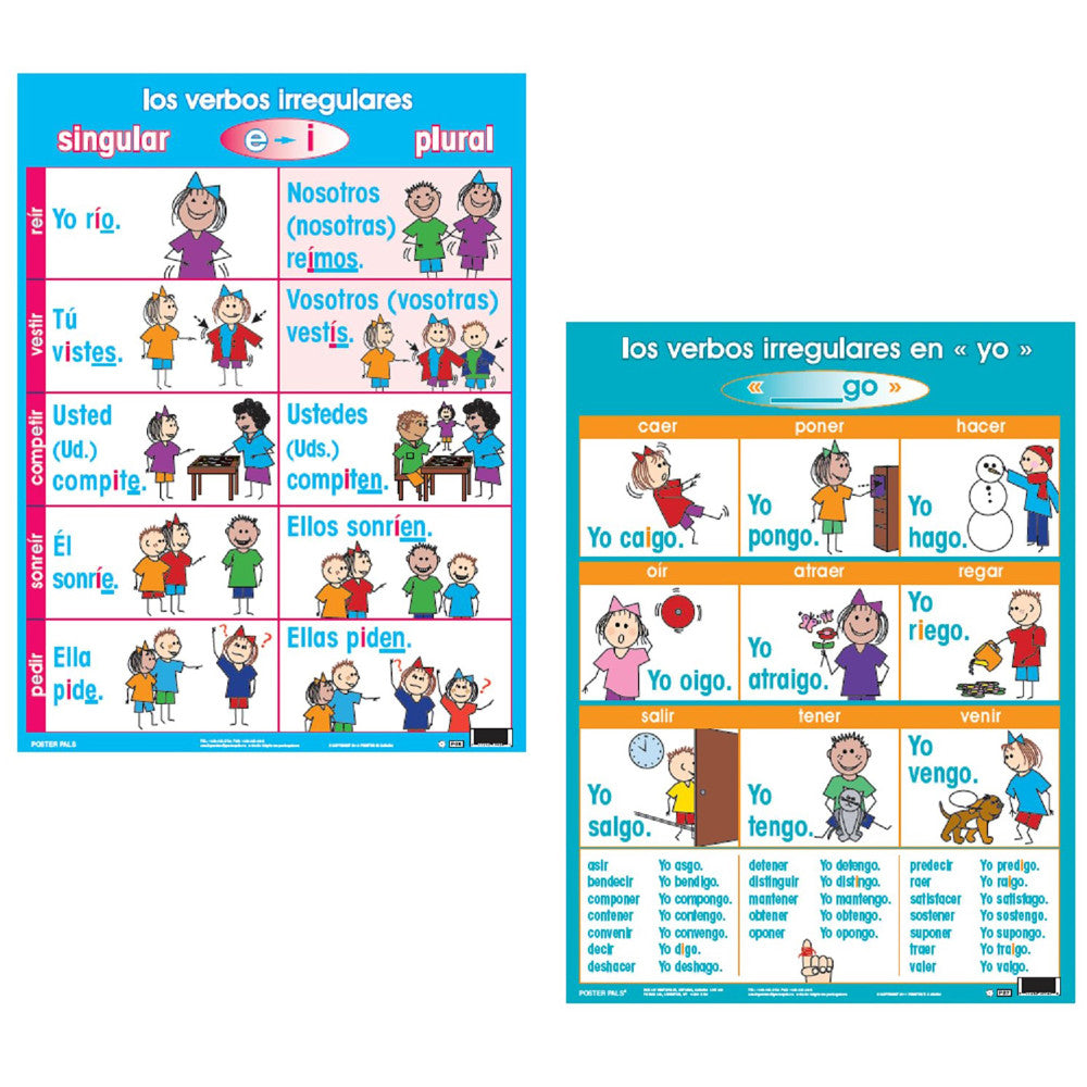 Poster Pals Spanish Irregular Verbs Teaching Set - 7 Educational Posters