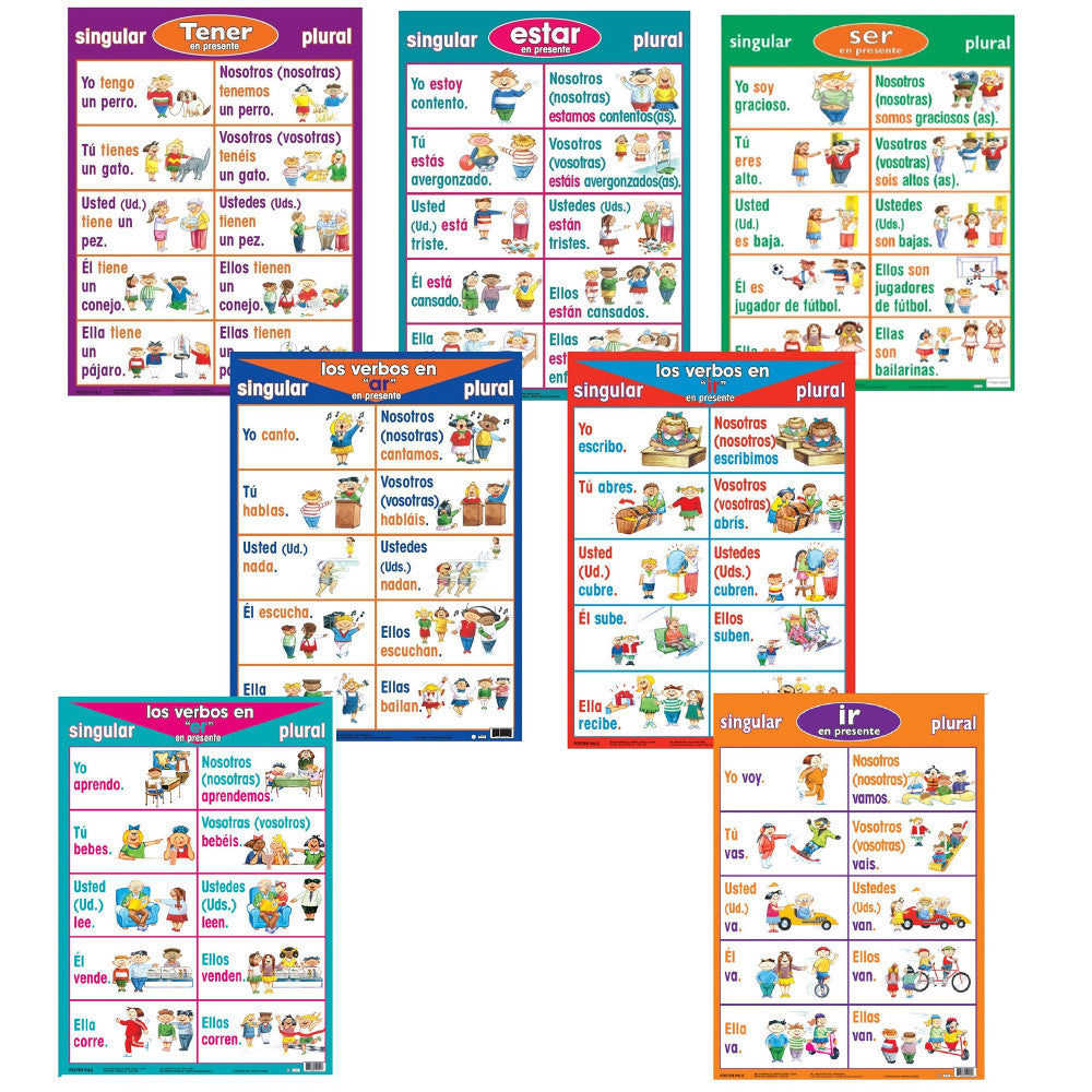 Poster Pals Spanish Verb Basics - 7 Educational Posters Set