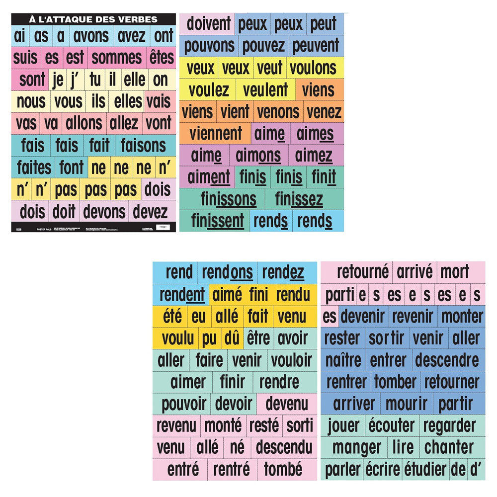 Poster Pals French Verb & Vocabulary Learning Set - Educational Language Teaching Cards