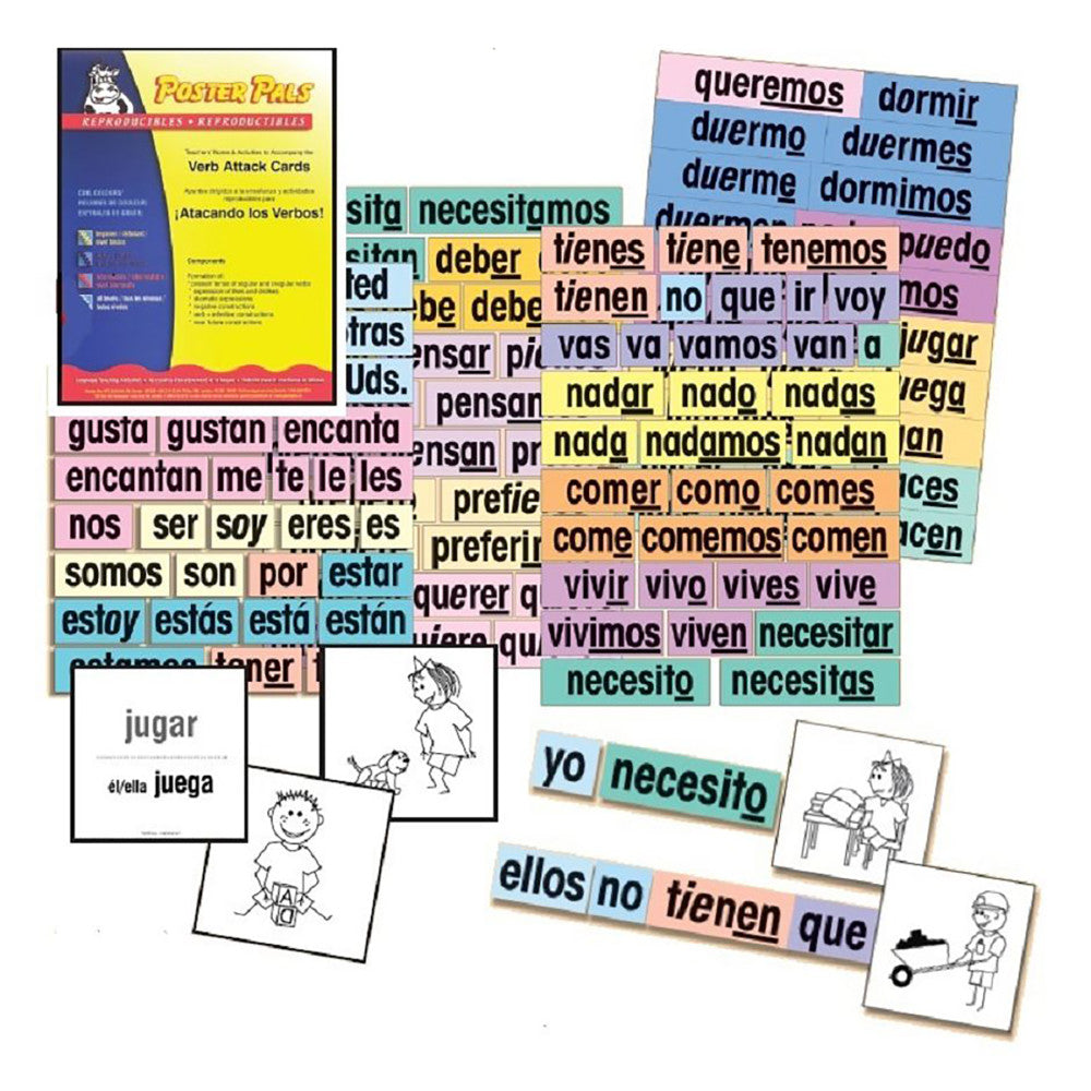 Poster Pals Spanish Verb & Vocabulary Learning Flashcards Set