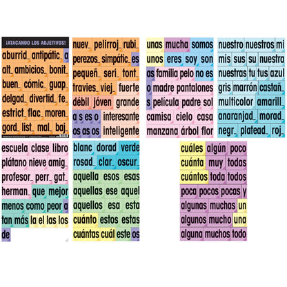 Poster Pals Spanish Adjective Vocabulary Teaching Set - 159 Laminated Cards with Resource Book