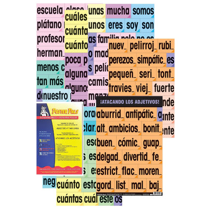 Poster Pals Spanish Adjective Vocabulary Teaching Set - 159 Laminated Cards with Resource Book