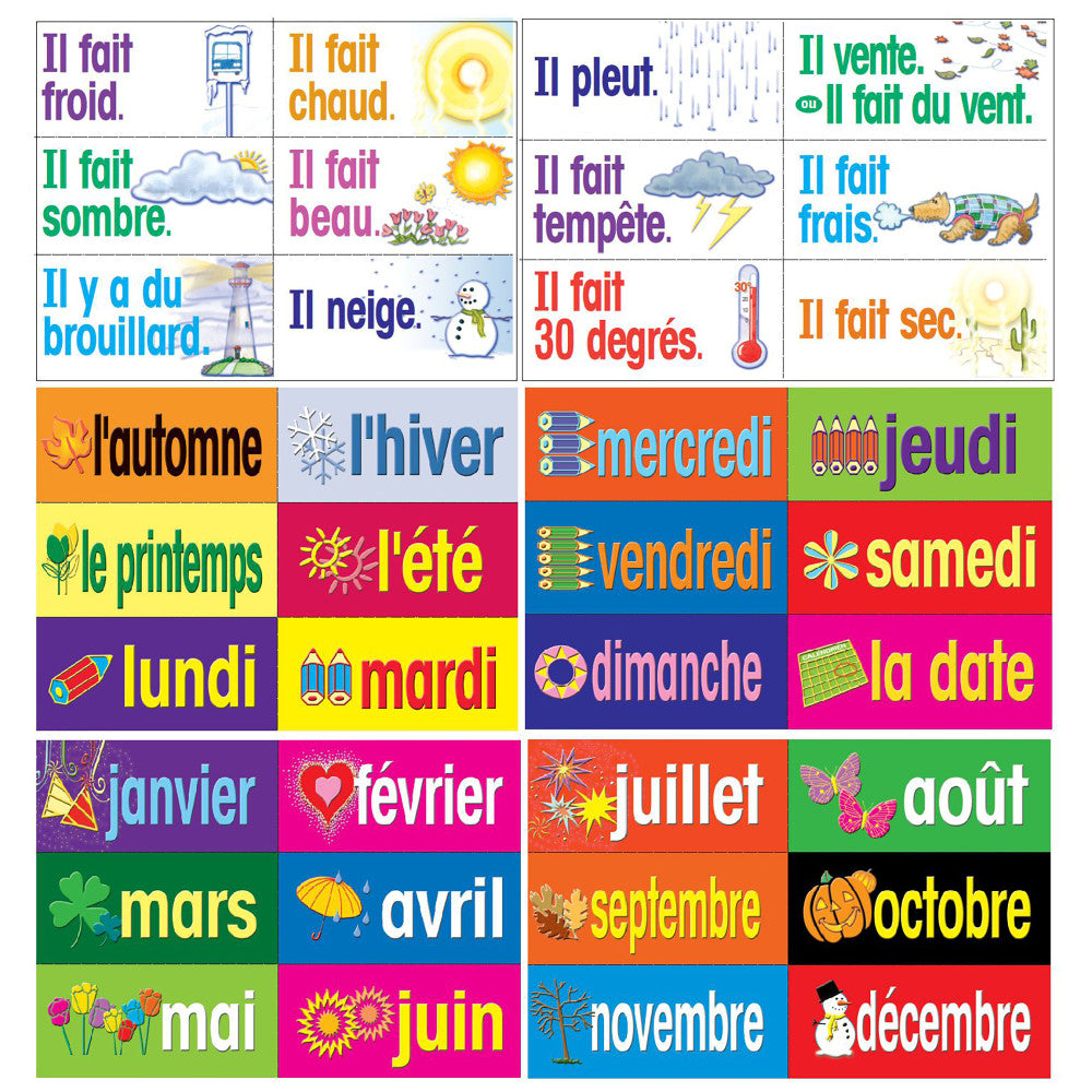 Poster Pals French Language Educational Chart Set - 36 Laminated Cards