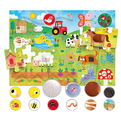 Headu Montessori Farm Animals Tactile Puzzle - 21 pc