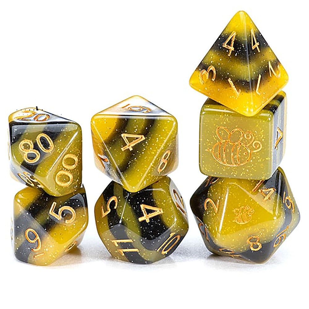 Gate Keeper Games Sui Generis Electric Bumble Bee 7-Piece Resin Dice Set