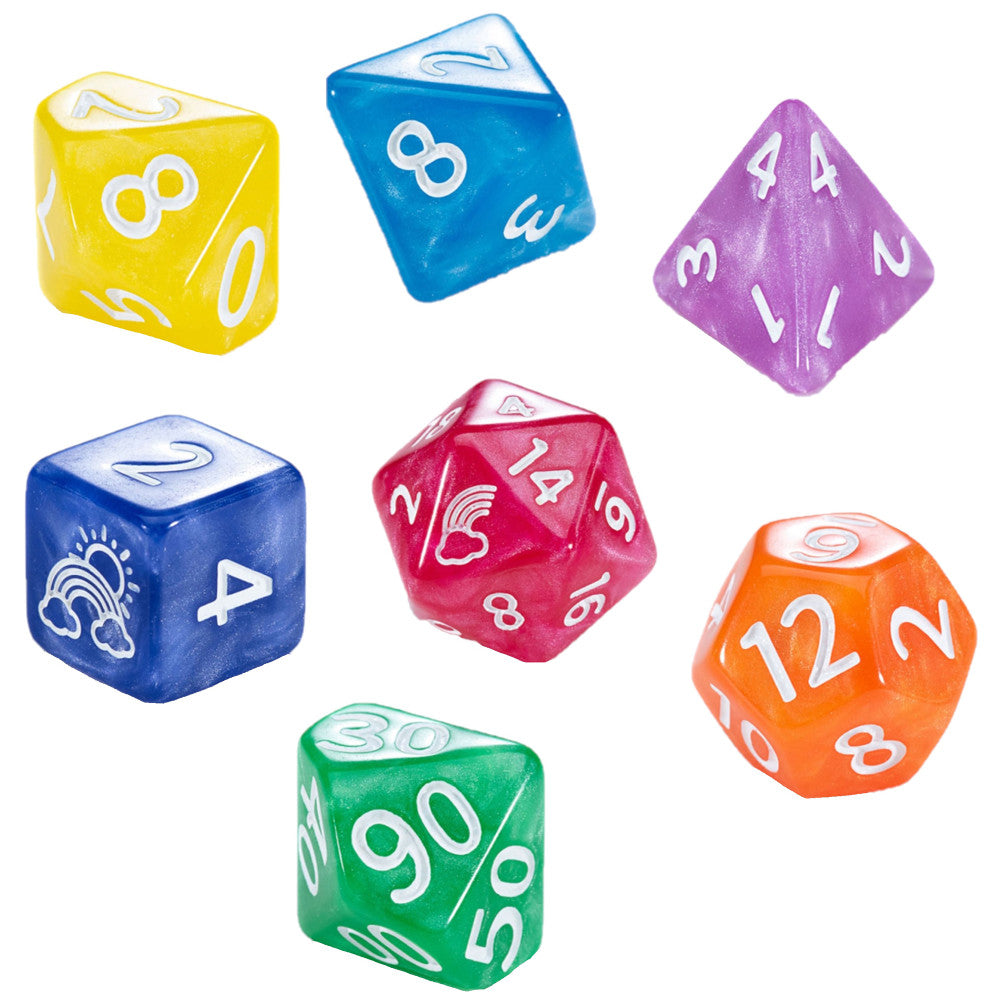 Mighty Tiny Dice: Rainbow Bits - 7 Piece Miniature RPG Dice Set