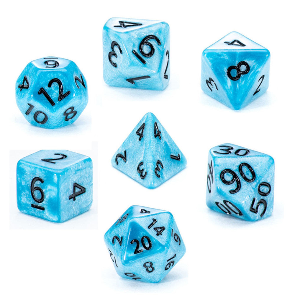 Mighty Tiny Dice: Sea Sparkle - 7 Piece Miniature RPG Dice Set, Glow In The Dark