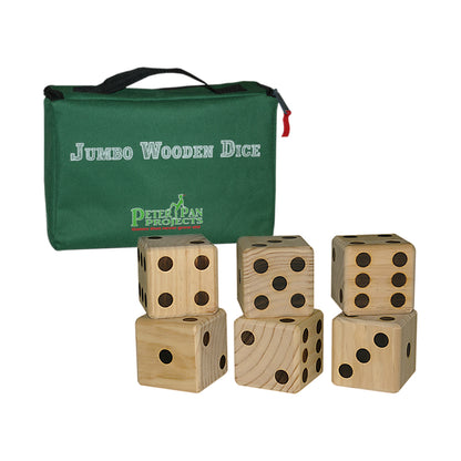 Front Porch Classics Jumbo Wooden Dice Set with Nylon Carry Bag