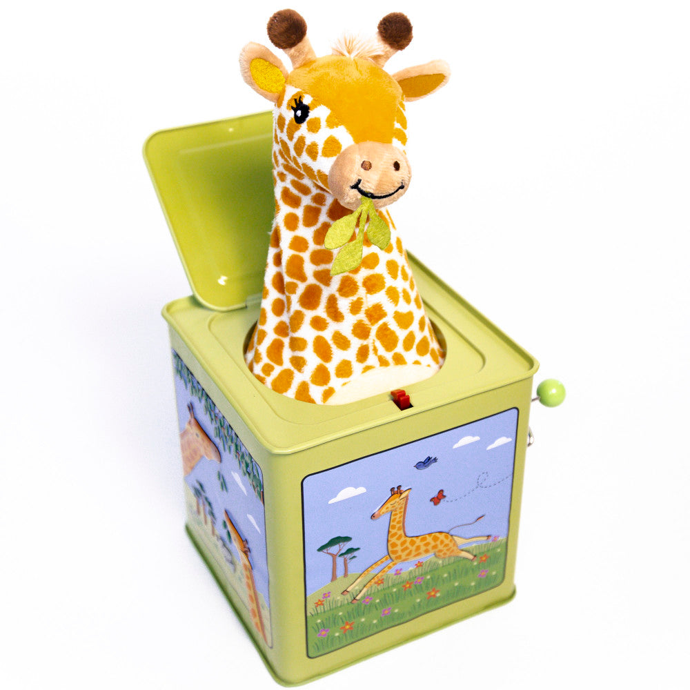 Classic Vintage Giraffe Jack in the Box Musical Tin Toy