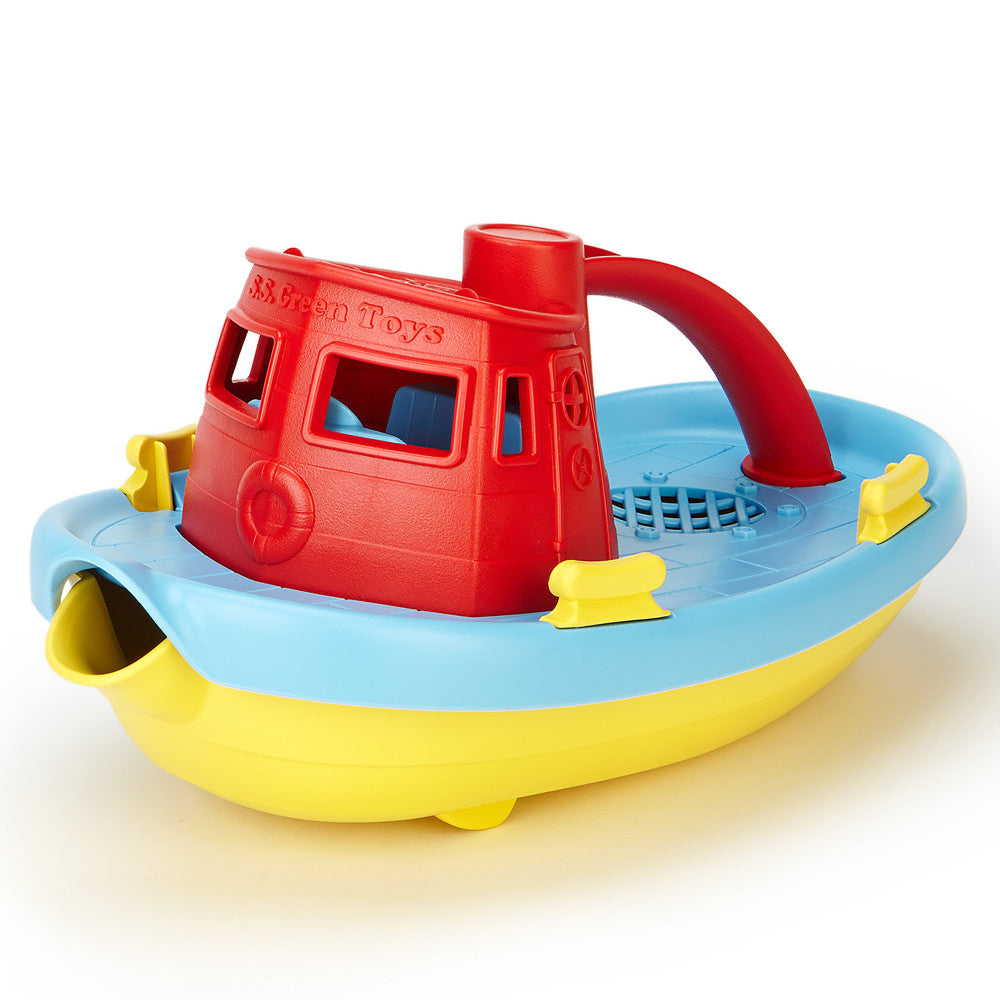 Green Toys: My First Tugboat - Red Top - Fun Floating Bathtime Play Toy, Ages 6 Months+