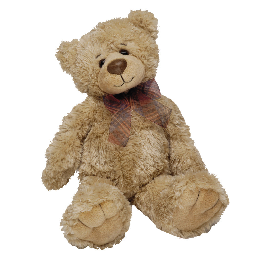 First and Main 7 Inch Regis Plush Teddy Bear - Light Brown with Organza Bow