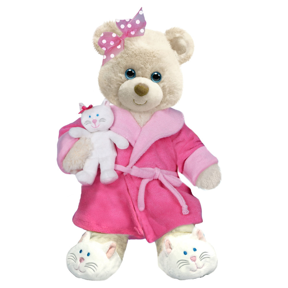 First and Main Get Well 10 inch Plush Bear - Recuperate Kate with Pink Robe