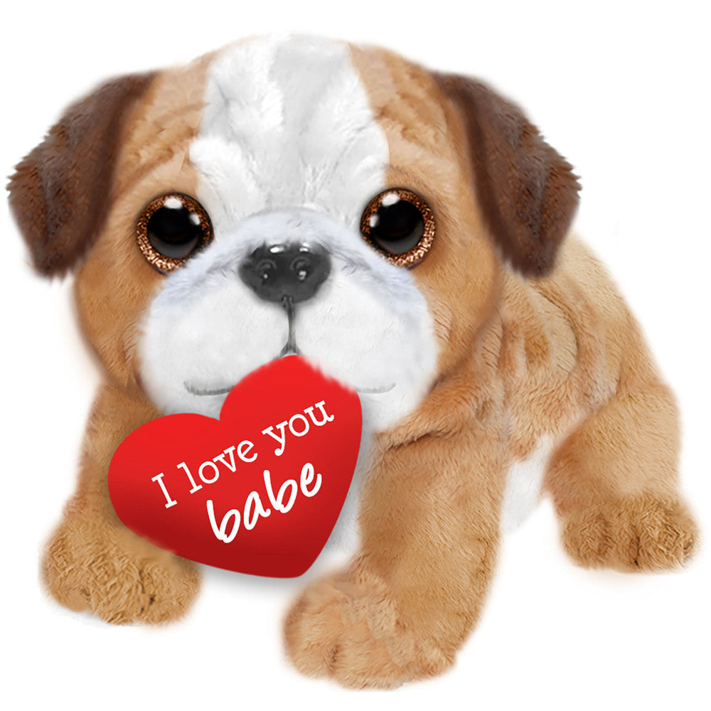 First and Main 10 Inch Valentine Bulldog Plush - Bruno