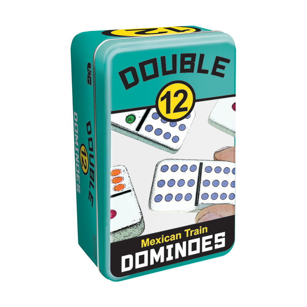 Double 12 Mexican Train Dominoes Game Set with Storage Tin