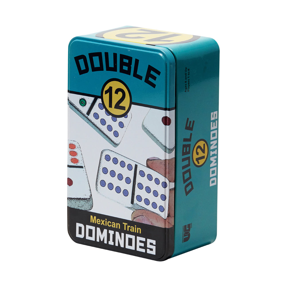 Double 12 Mexican Train Dominoes Game Set with Storage Tin