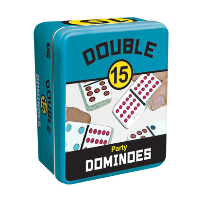 Double 15 Color Dot Dominoes Set with Durable Storage Tin