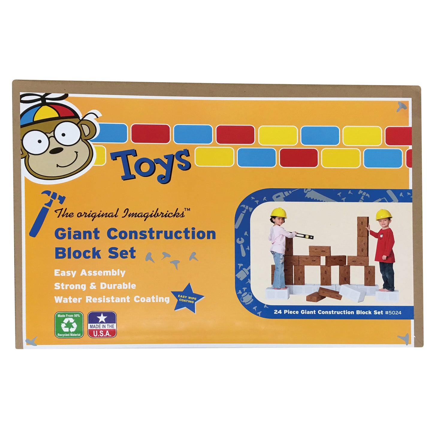 Smart Monkey Toys ImagiBRICKS 24-Piece Giant Building Block Set