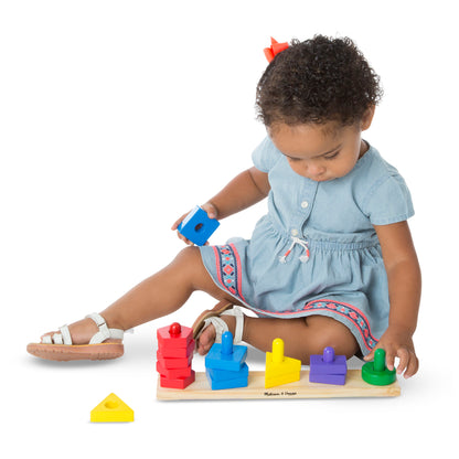 Melissa & Doug Stack & Sort Board - Colorful Wooden Block Puzzle