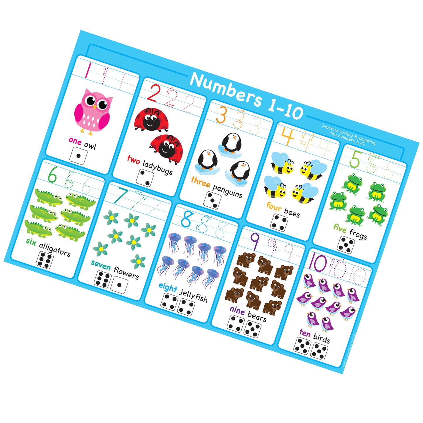 Ashley Productions Smart Poly Learning Placemat - Numbers 1-10 - 13" x 19" - Pack of 10