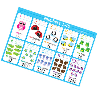 Ashley Productions Smart Poly Learning Placemat - Numbers 1-10 - 13" x 19" - Pack of 10