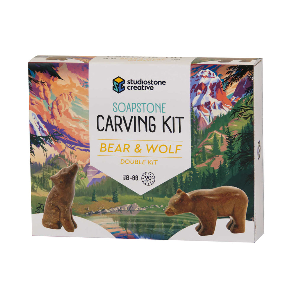 Studiostone Creative Bear & Wolf Soapstone Carving Kit - Art Set