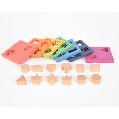 TickiT Rainbow Wooden Shape Stacker ‚Äì Colorful Educational Toy