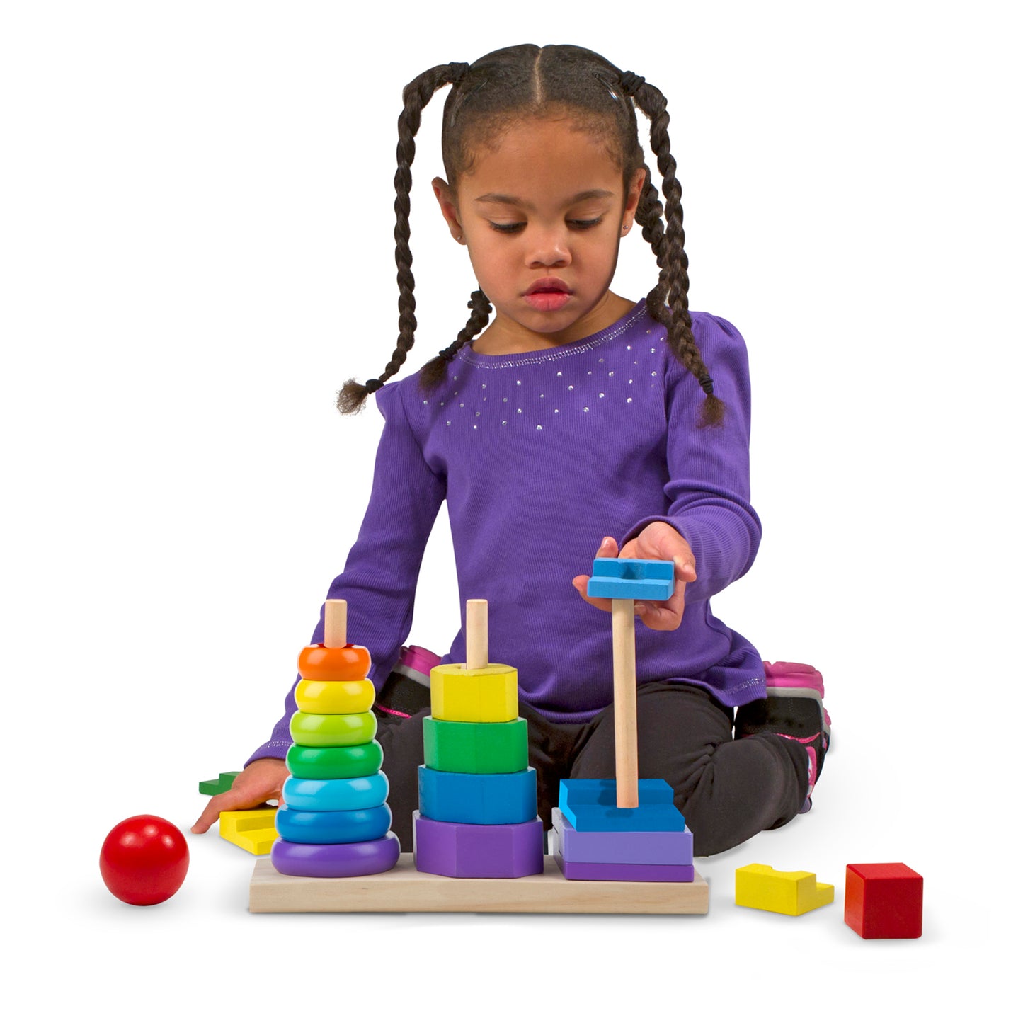 Melissa & Doug Geometric Stacker - Educational Toddler Toy with 25 Colorful Wooden Pieces