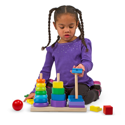 Melissa & Doug Geometric Stacker - Educational Toddler Toy with 25 Colorful Wooden Pieces