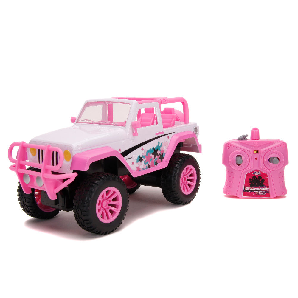 Jada Toys Girlmazing Pink 1:16 Scale RC Jeep with Exclusive Star Deco