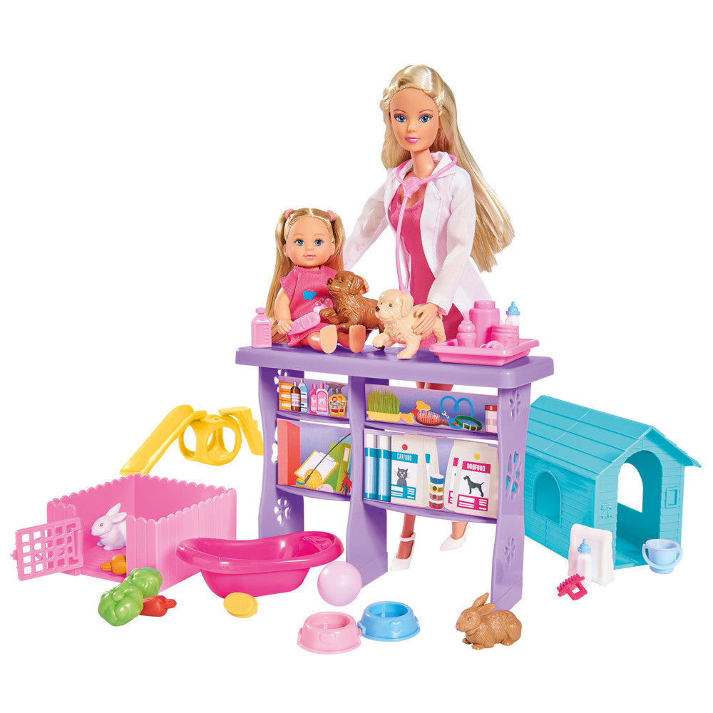 Simba Toys Steffi Love Veterinarian Playset with Dolls and Pets