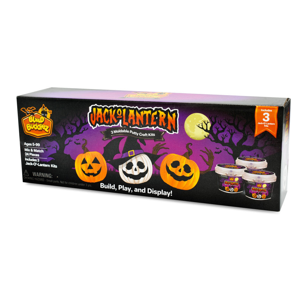 Build Buddiez Halloween Jack-O-Lantern Craft Kit 3-Pack - Kids Ages 5+