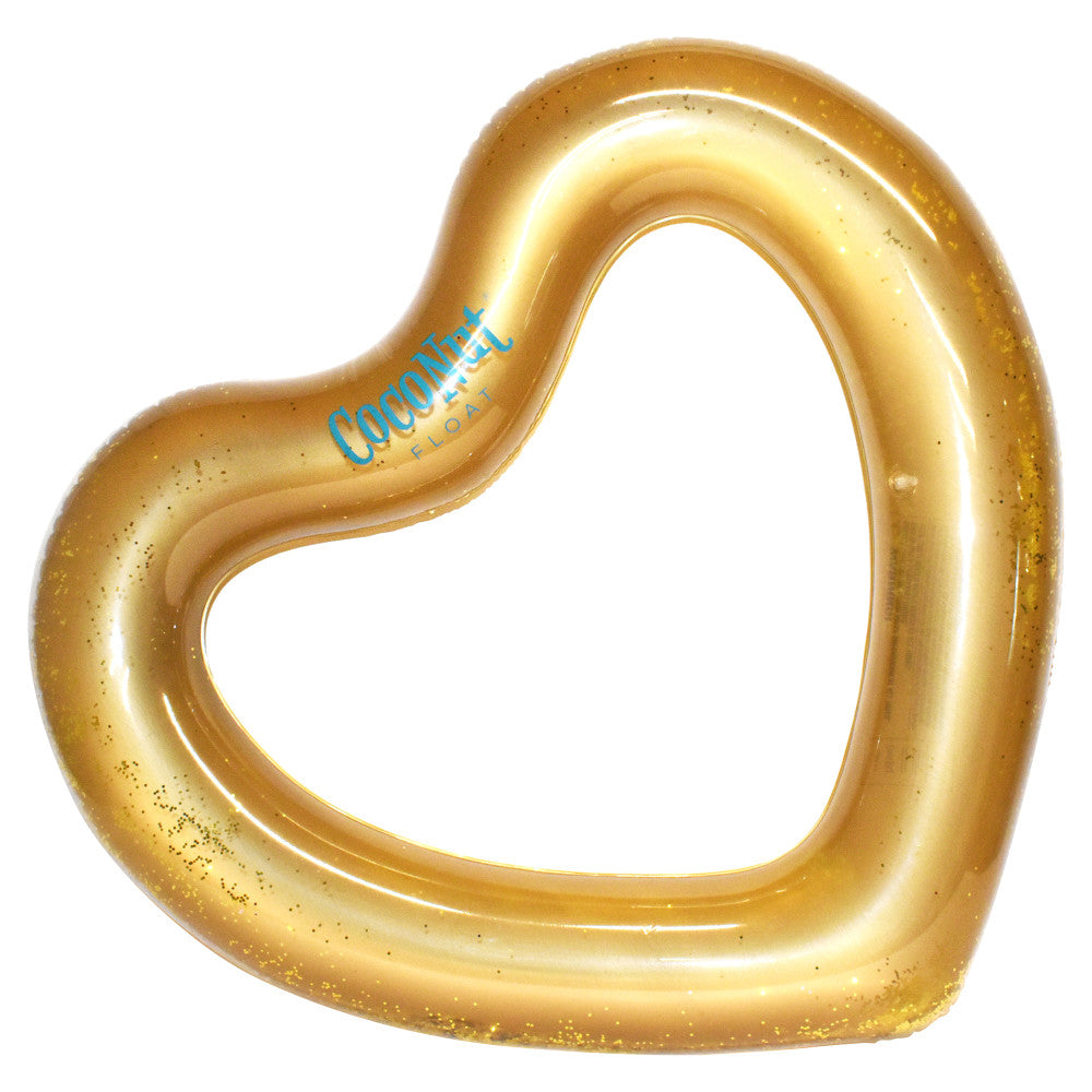 CocoNut Float Gold Glitter Heart Inflatable Pool Float - 48"x40"